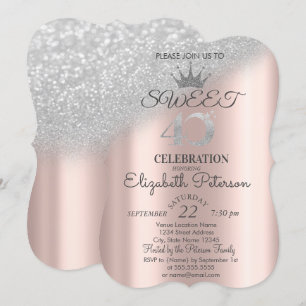 Invitation Tiara, Rose Gold Sweet 40e Parties scintillant Bok