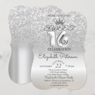Invitation Tiara, Silver Sweet 16 Parties scintillant Bokeh O