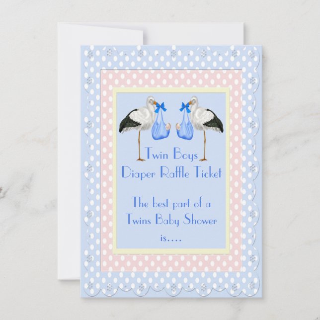 Invitation Ticket Baby shower de couches jumelles (Devant)