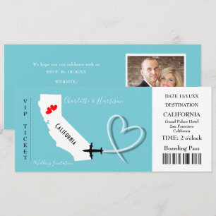 Invitation Ticket BoardingPass Wedding Destination de Califor
