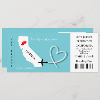 Invitation Ticket BoardingPass Wedding Destination de Califor