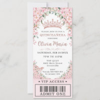 Ticket Cerry Blossoms Rose Gold Quinceañera VIP