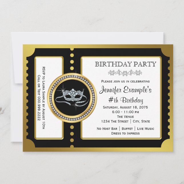 Invitation Ticket de bal masqué (Devant)