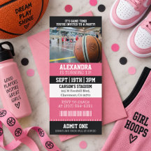 Ticket de Basketball Rose Fête d'Anniversaire