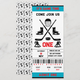 Invitation Ticket de hockey de l’heure du jeu 1er anniversair