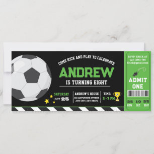 Invitation Ticket de soccer moderne vert personnel Anniversai
