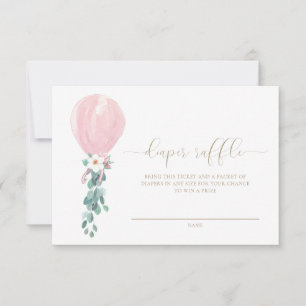 Invitation Ticket de tombola pour couche rose en forme de bal