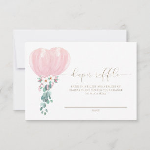 Invitation Ticket de tombola pour couche rose en forme de bal