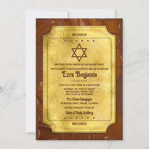 Invitation Ticket d'or en chocolat Bar Mitzvah ou Bat Mitzvah