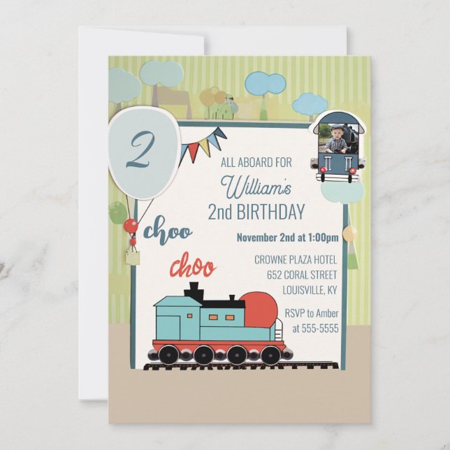 Invitation Ticket du train d'images d'anniversaire personnali (Devant)