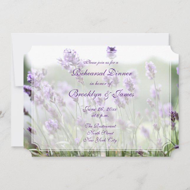 Invitation Ticket Lavender Bohemian Mariage Rehearsal Invitat (Devant)