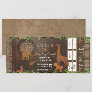Invitation Ticket pour la fête d'anniversaire des animaux bru