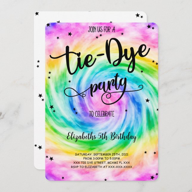 Invitation Tie Dye (Devant / Derrière)