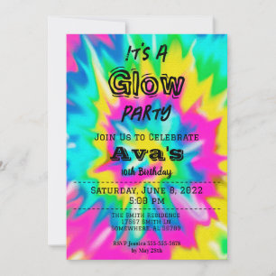 Invitation Tie Dye Fête d'anniversaire