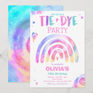 Invitation Tie Dye fête d'anniversaire Pastel Tie Dye fête d'