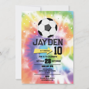 Invitation Tie Dye Football Football Anniversaire Fête Garçon