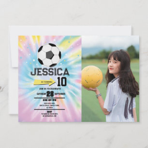 Invitation Tie Dye Football Football Filles Anniversaire Phot