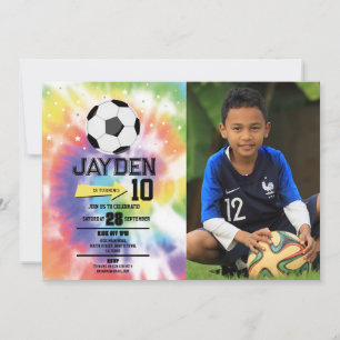 Invitation Tie Dye Football Soccer Anniversaire Fête Garçons 