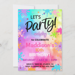 Invitation TieDye & Slime Girl Birthday invitation.