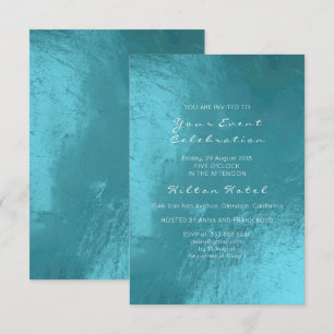 Invitation Tiffany métallique minime Ocean Blue Aqua Glass