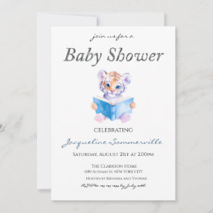 Invitation Tiger Lire un livre Baby shower
