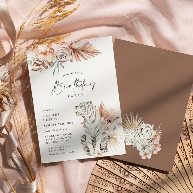 Invitation Tigers Boho Tropical Anniversaire (Créateur téléchargé)