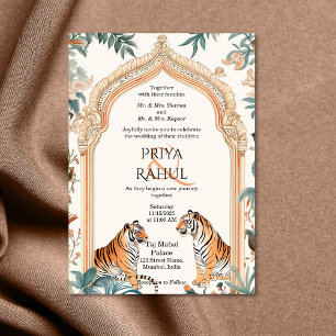 Invitation Tigers Vintages traditionnels Mariage indien
