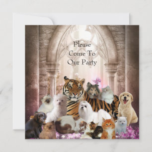 Invitation Tigre Chiens Chats Fête