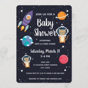 Invitation Tigre dans le Baby shower spatial Galaxie marine m