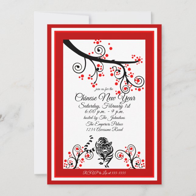 Invitation Tigre du Nouvel An chinois 2022 (Devant)