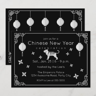 Invitation Tigre en origami du Nouvel An chinois, noir