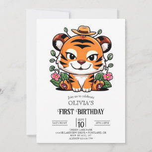 Invitation Tigre magique mignon 1er Anniversaire numérique
