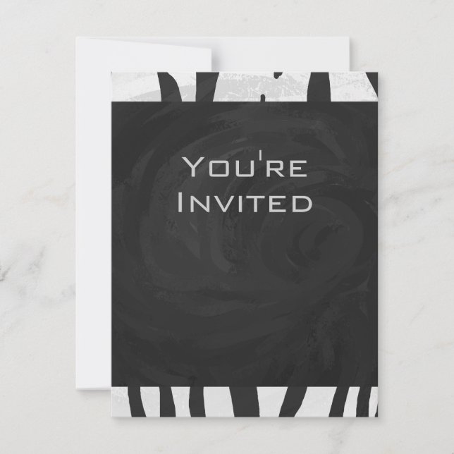 Invitation Tigre Monogramme noir et blanc (Devant)