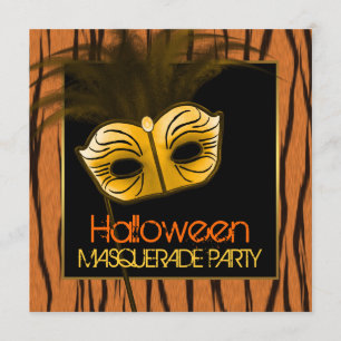 Invitation Tigre Orange Black Halloween Masquerade Party