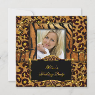 Invitation Tigre sauvage léopard fête d'anniversaire animal