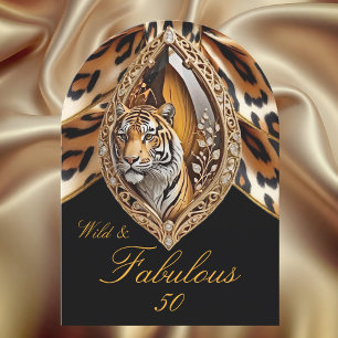Invitation Tigre Sauvage Visage fabuleux Bijou d'arc de 50 an