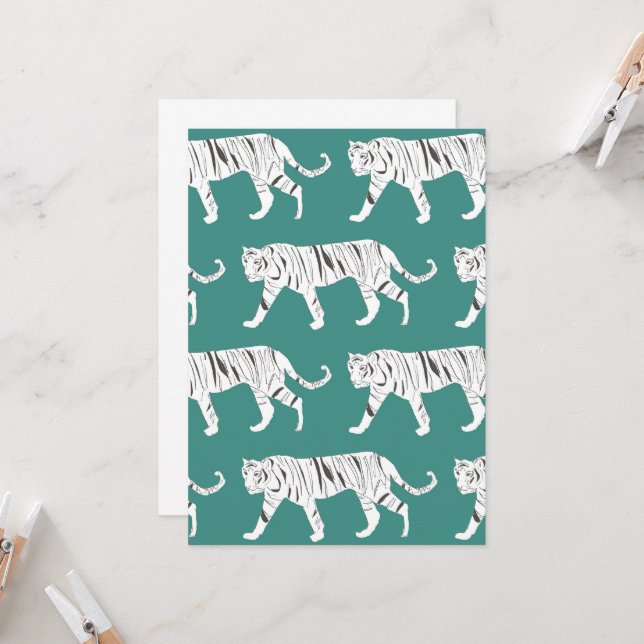 Invitation Tigre turquoise (Devant/Arrière en situation)