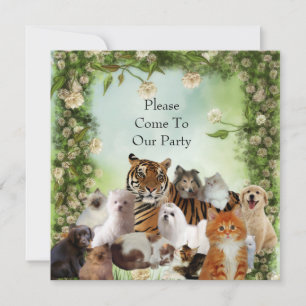 Invitation Tigres Chiens Chats Fête