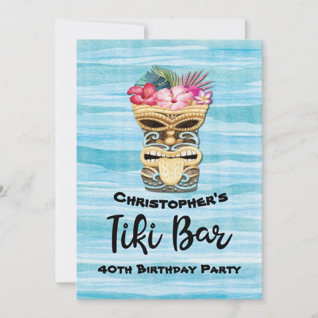 Invitation Tiki Bar Luau Hawaiian Anniversaire (Devant)