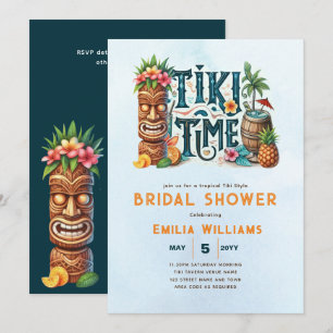 Invitation TIKI FÊTE DES MARIÉES Tropical Luau Hawaiian Party