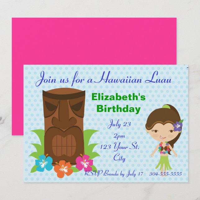 Invitation Tiki God Luau (Devant / Derrière)