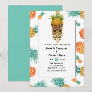 Invitation Tiki Luau Été Fête de Couple Plage Ananas