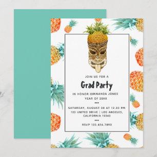 Invitation Tiki Luau Summer Pineapple Beach Graduation Party