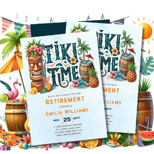 Invitation TIKI RETRAITE Tropical Luau Hawaiian Party