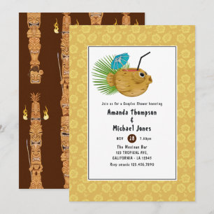 Invitation Tiki Time Luau Eté Plage Couple Baby Shower