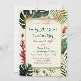 Invitation Tiki tropical aux lumières Douce 16 Anniversaire