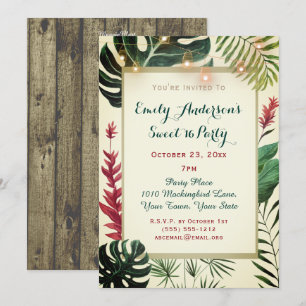 Invitation Tiki tropical aux lumières Douce 16 Anniversaire