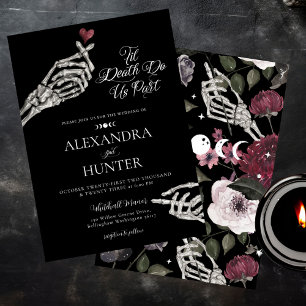 Invitation Til Death Aquarelle Squelette Mains Mariage gothiq
