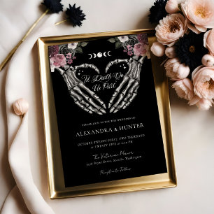 Invitation Til Death Aquarelle Squelette Mains Mariage gothiq