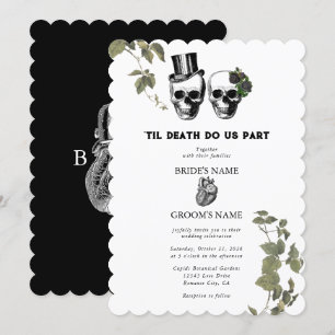 Invitation Til Death Coeur gothique Mariage des crânes florau